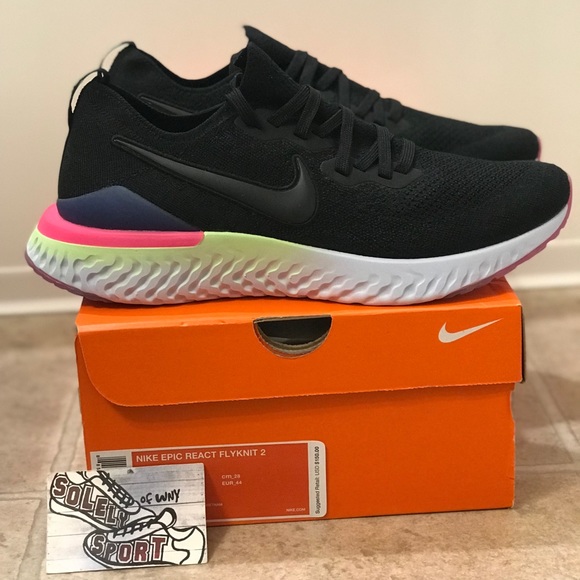 NEW Nike Epic React Flyknit 2 Be True Black Pink - Picture 4 of 7